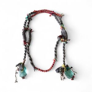 Boho Silk Necklace w/ Semi-Precious Stones & Glass Beads – Tribal Artisan